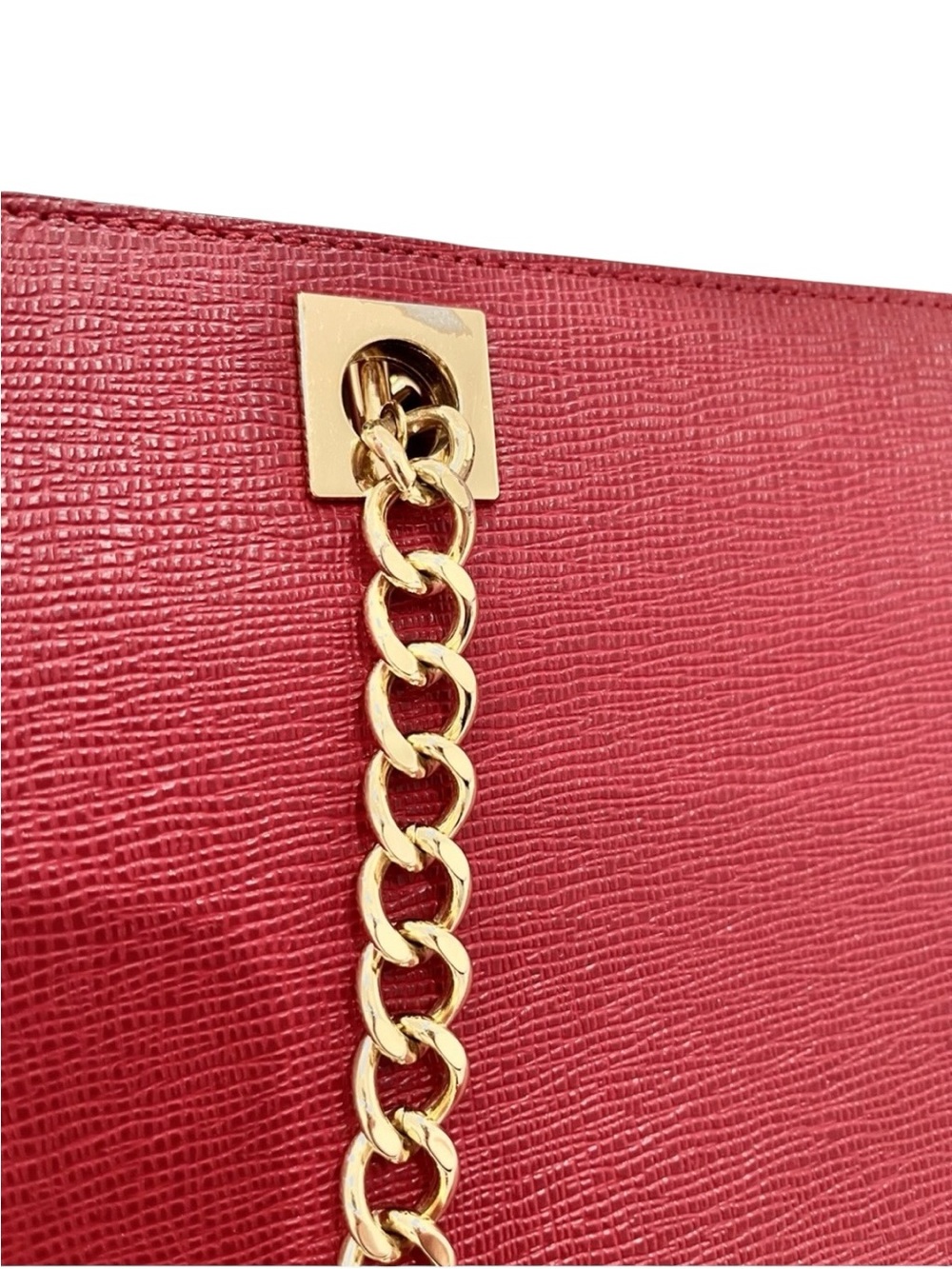 Henri Bendel Waldorf “THE WEAPON” Red Textured Leather Chain Tote Bag NWOT - Picture 12 of 15